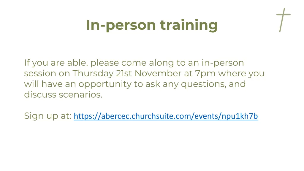 in person training