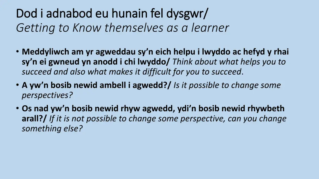 dod dod i i adnabod adnabod eu getting to know
