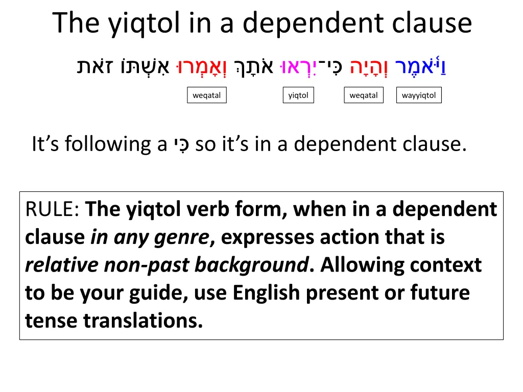 the yiqtol in a dependent clause 5