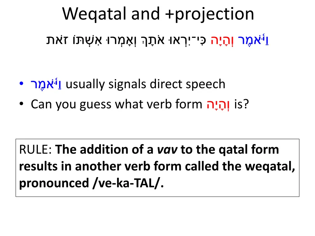 weqatal and projection 1