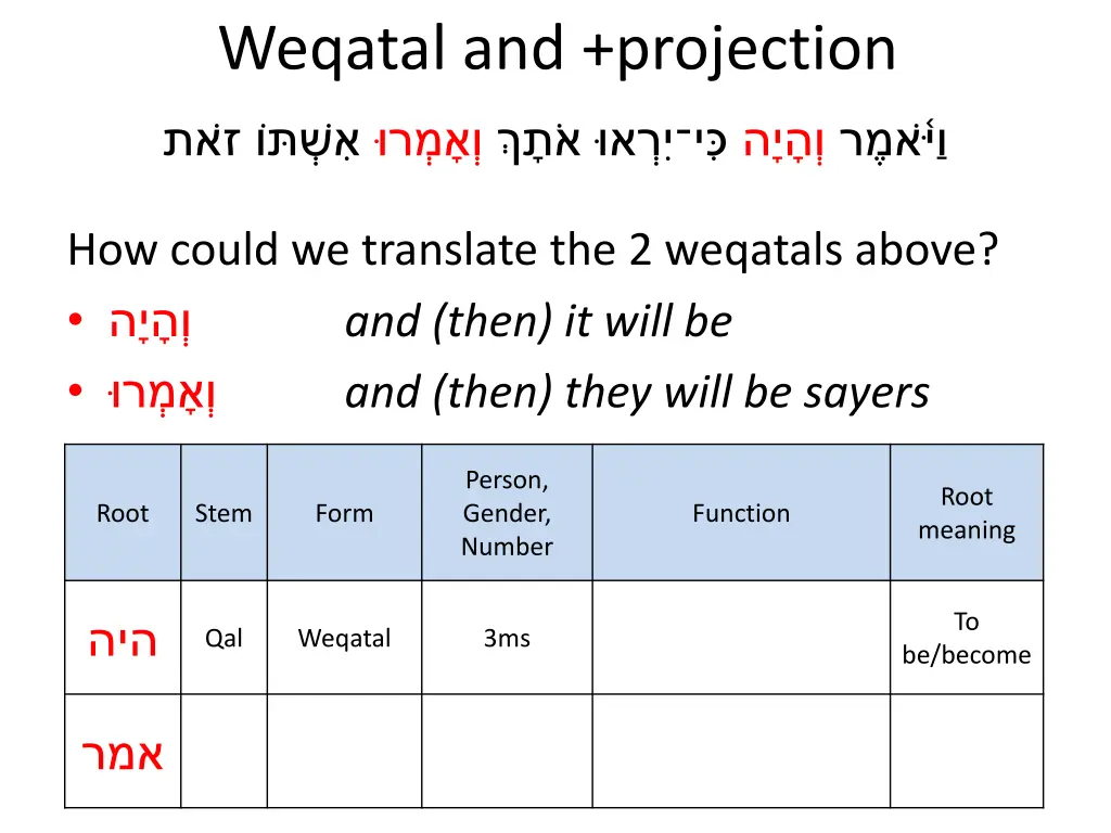 weqatal and projection 13