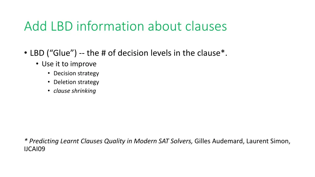 add lbd information about clauses