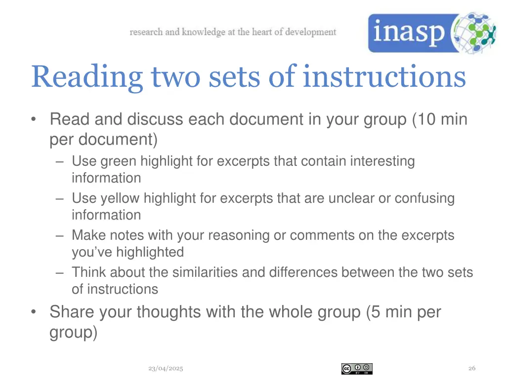 reading two sets of instructions
