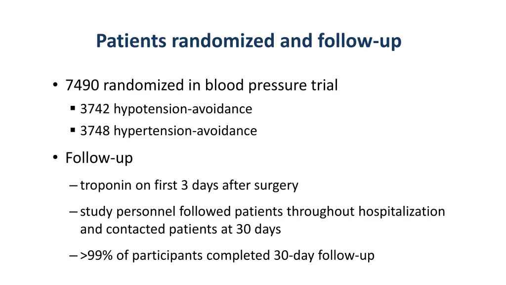 patients randomized and follow up
