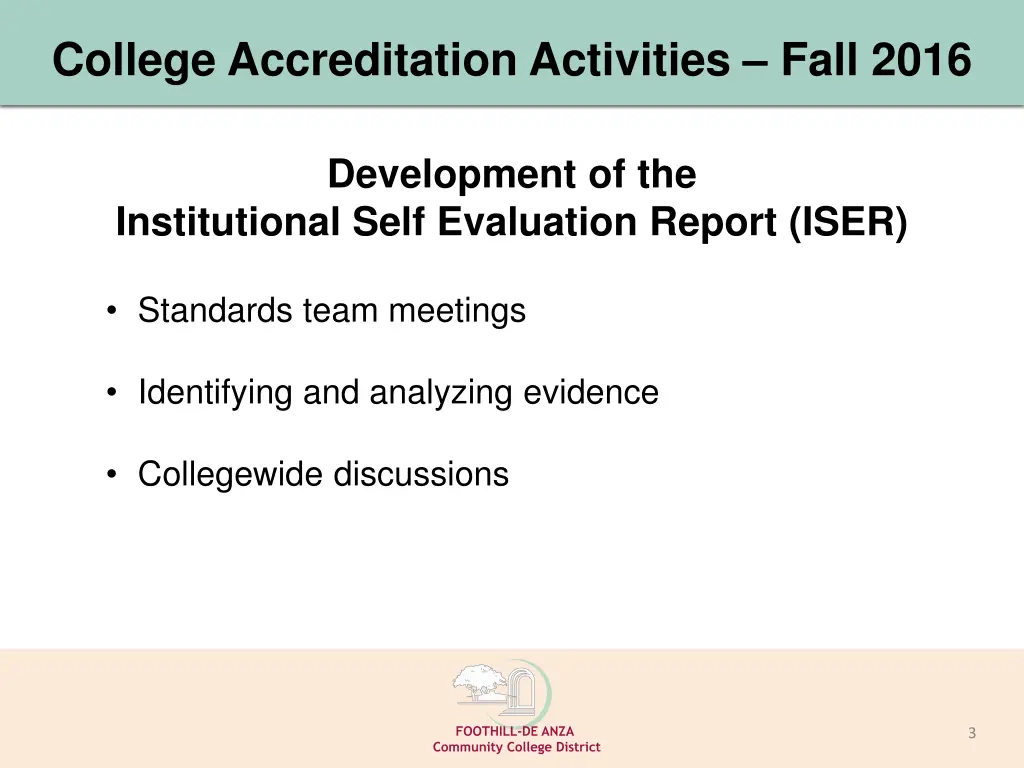 college accreditation activities fall 2016