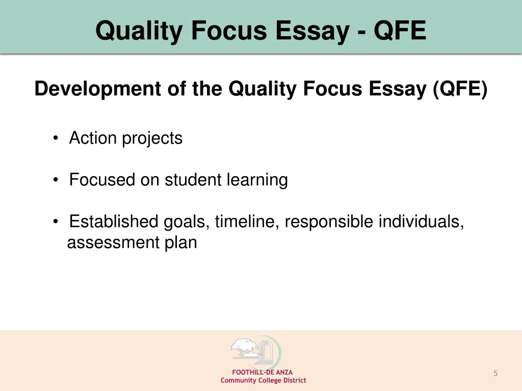 quality focus essay qfe
