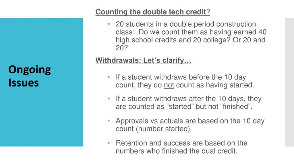 counting the double tech credit 20 students
