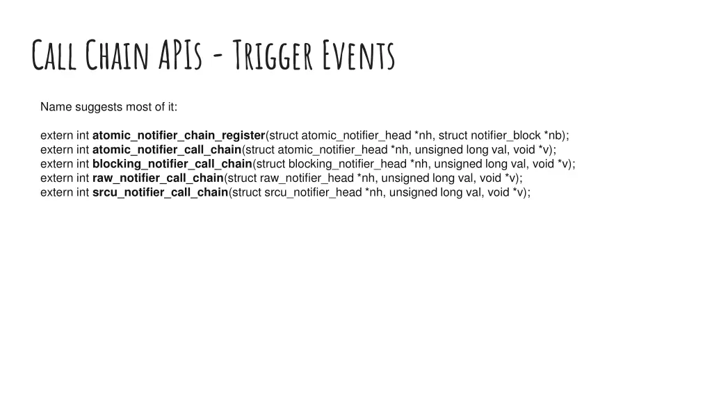 call chain apis trigger events