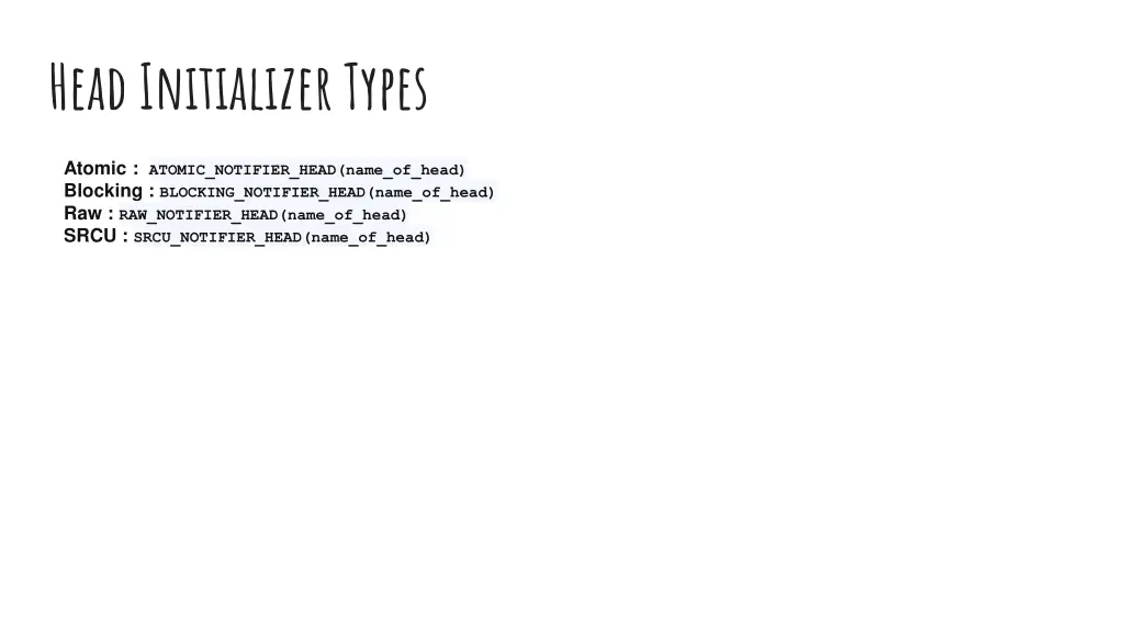 head initializer types