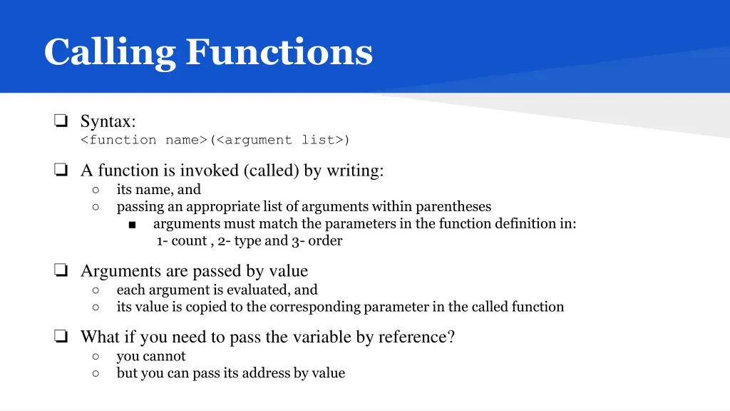 calling functions