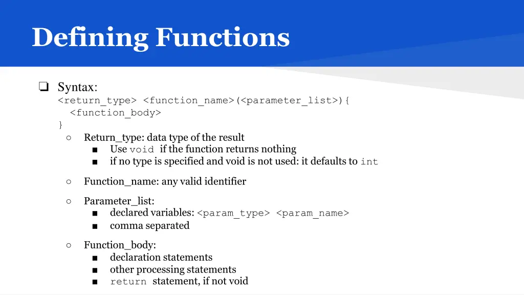 defining functions