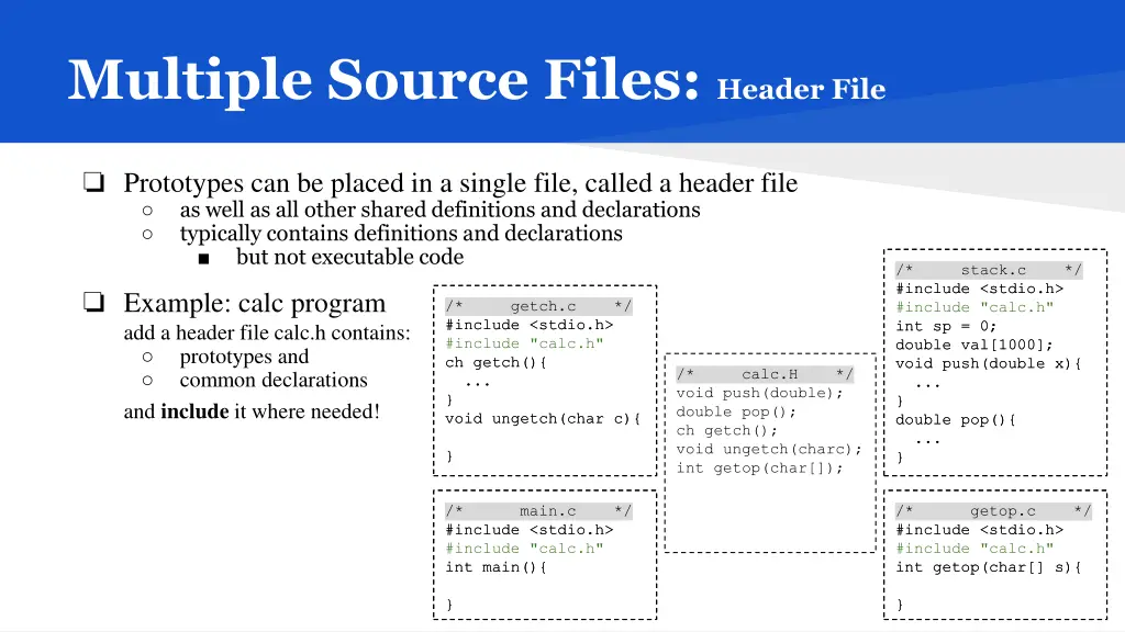 multiple source files header file