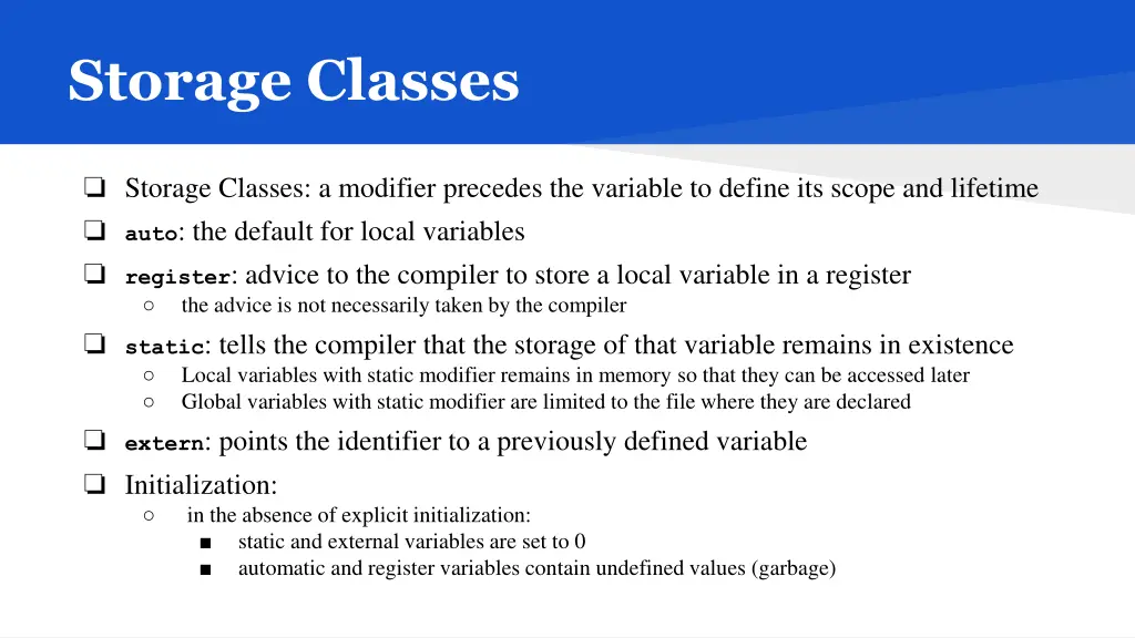 storage classes