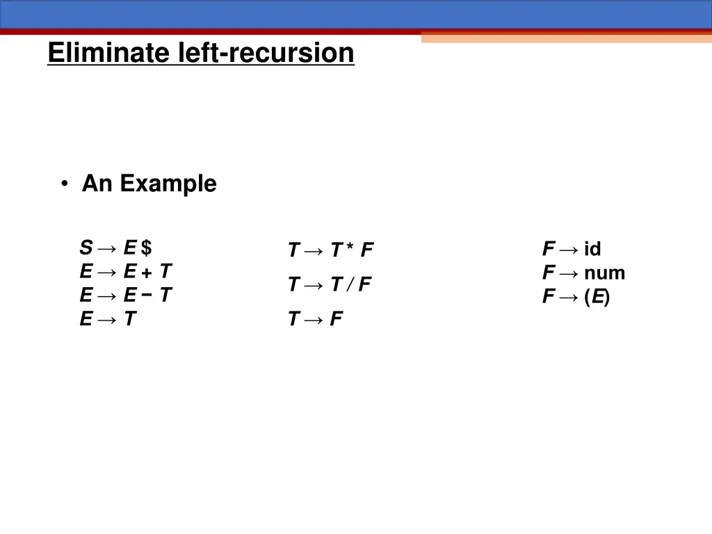 eliminate left recursion 2