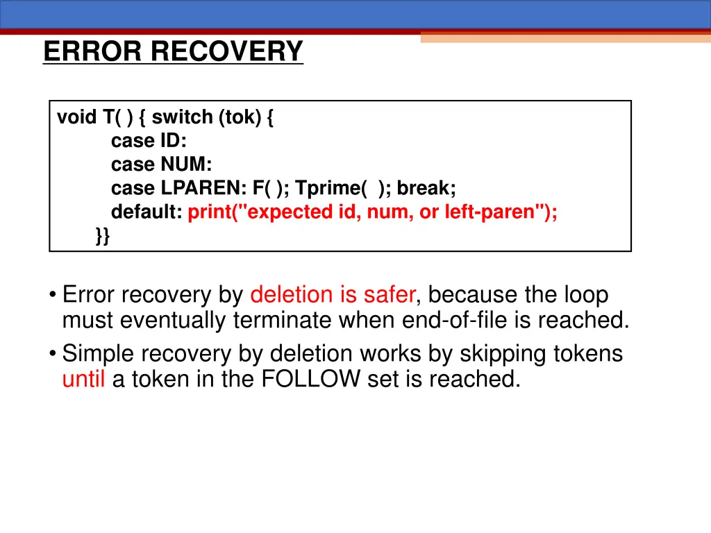 error recovery