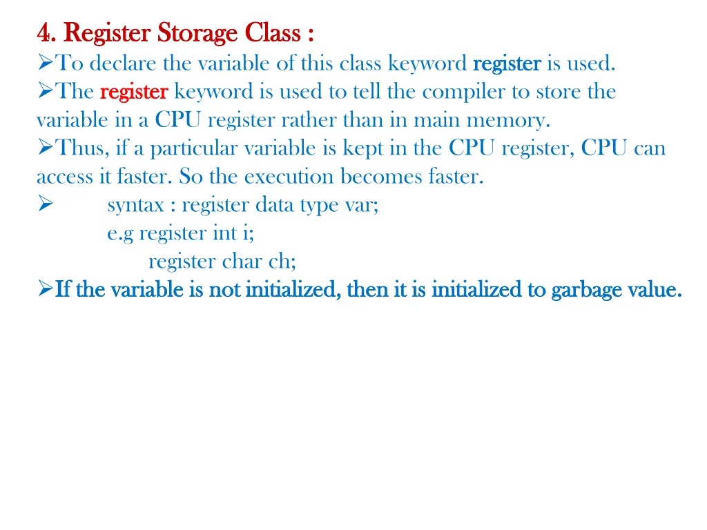 4 register storage class 4 register storage class
