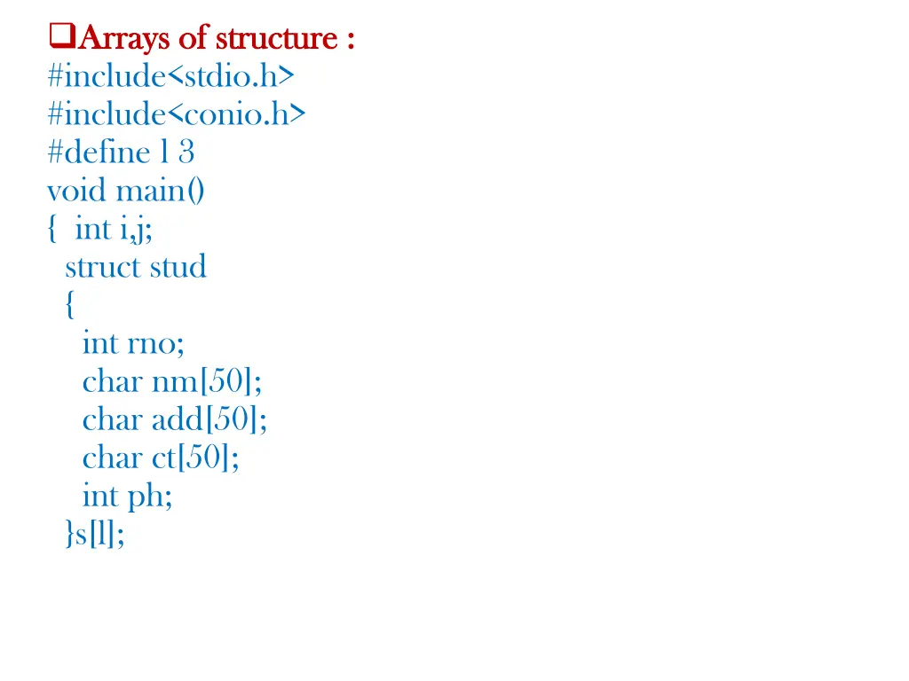 arrays of structure arrays of structure include