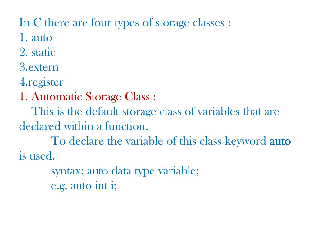 in c there are four types of storage classes