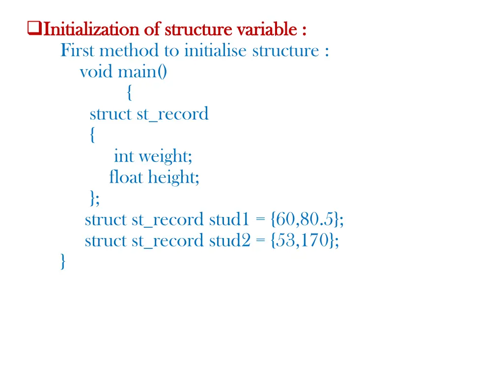 initialization of structure variable