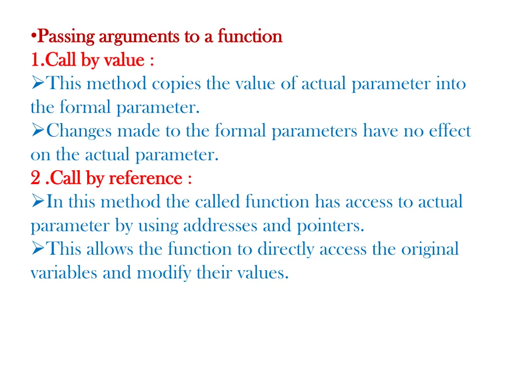 passing arguments to a function passing arguments