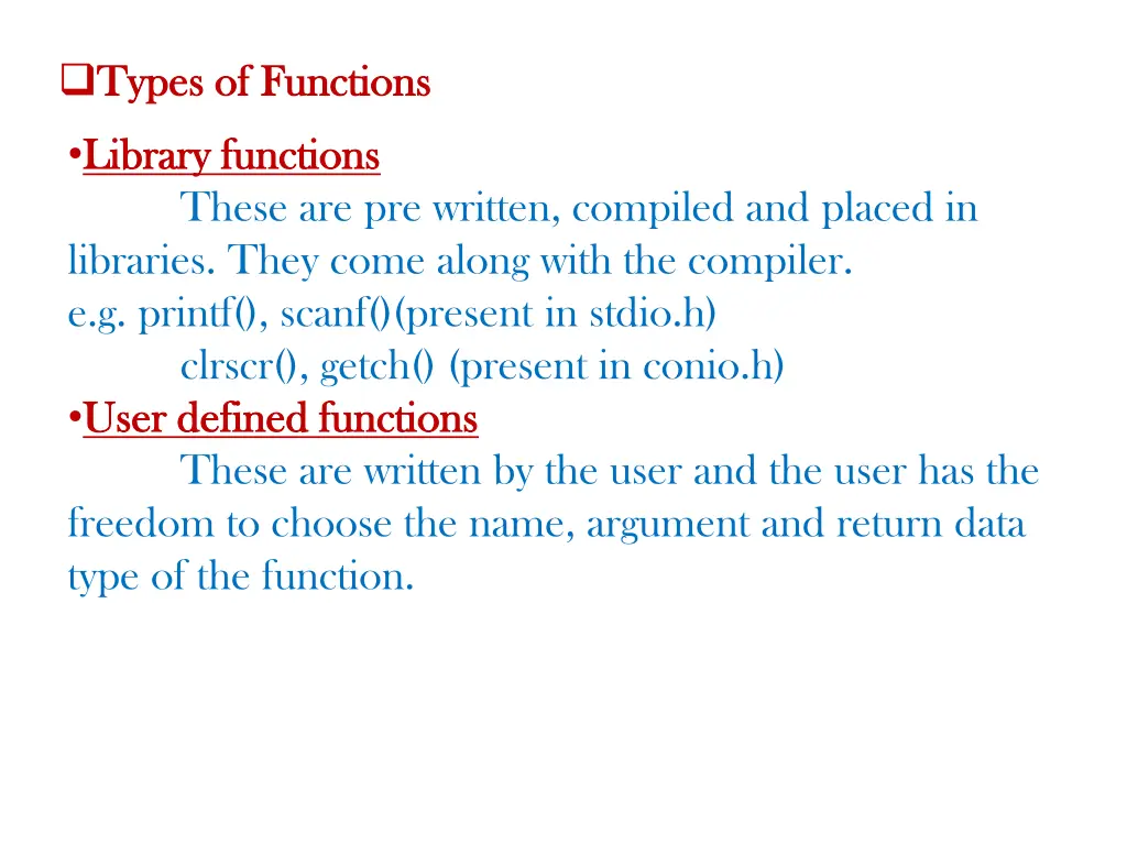 types of functions types of functions