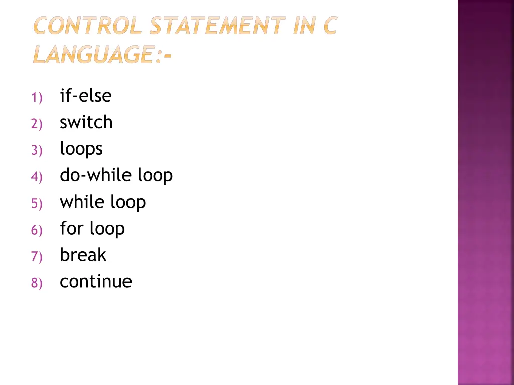 control statement in c language