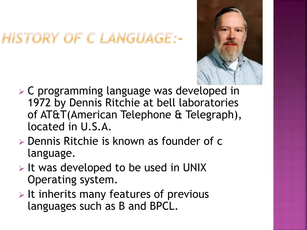 history of c language