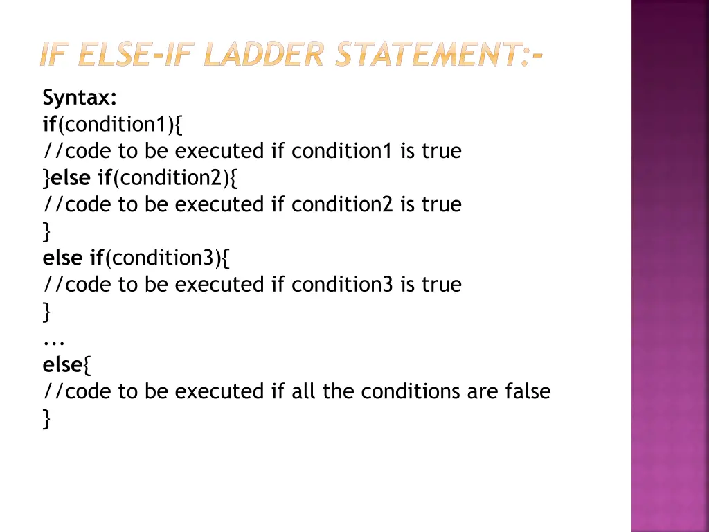 if else if ladder statement