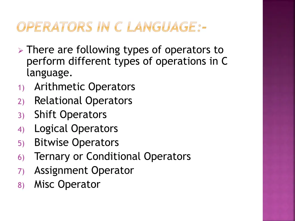 operators in c language