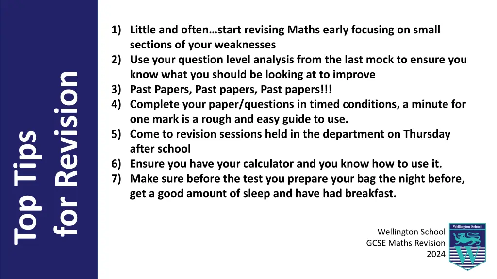 1 little and often start revising maths early