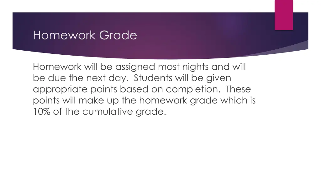 homework grade