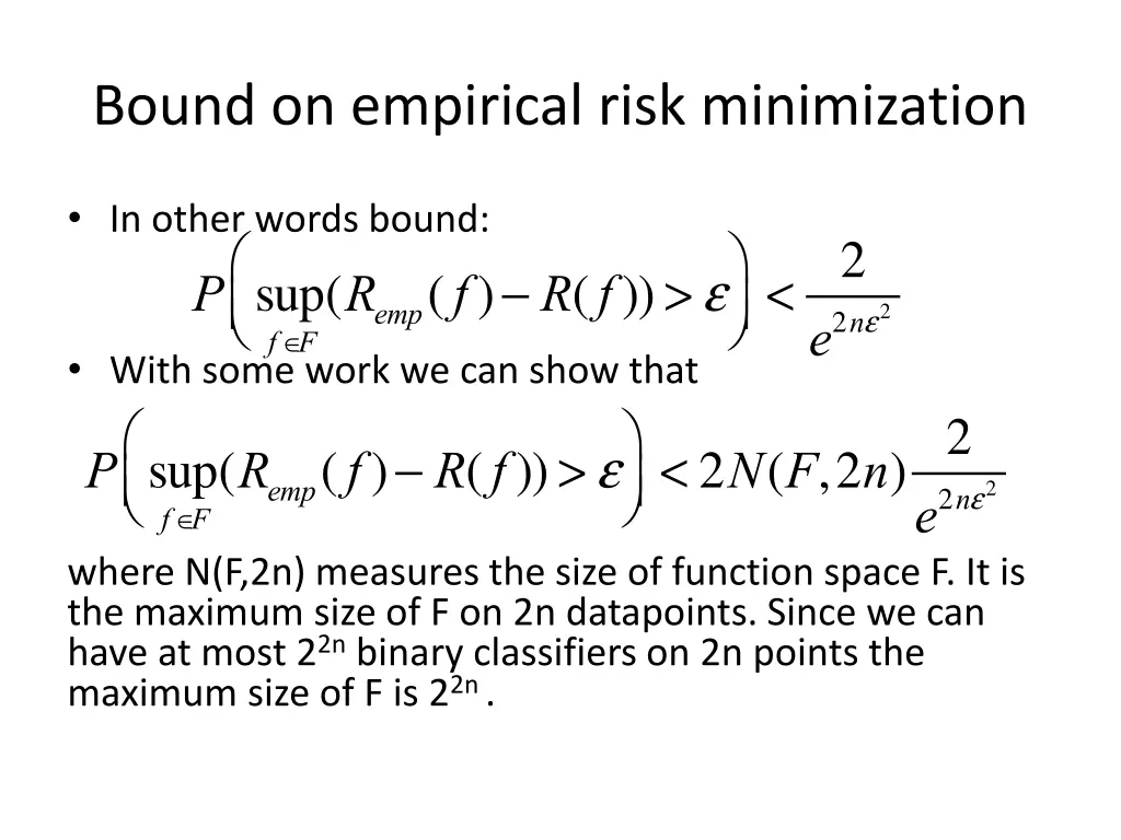 bound on empirical risk minimization