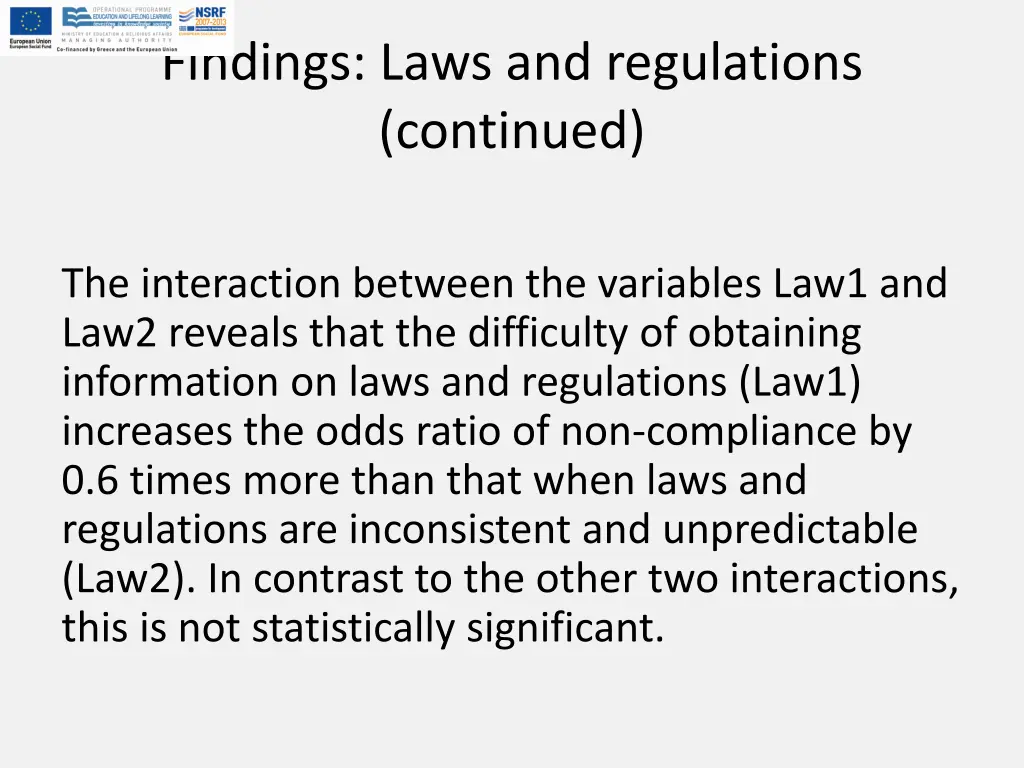 findings laws and regulations continued
