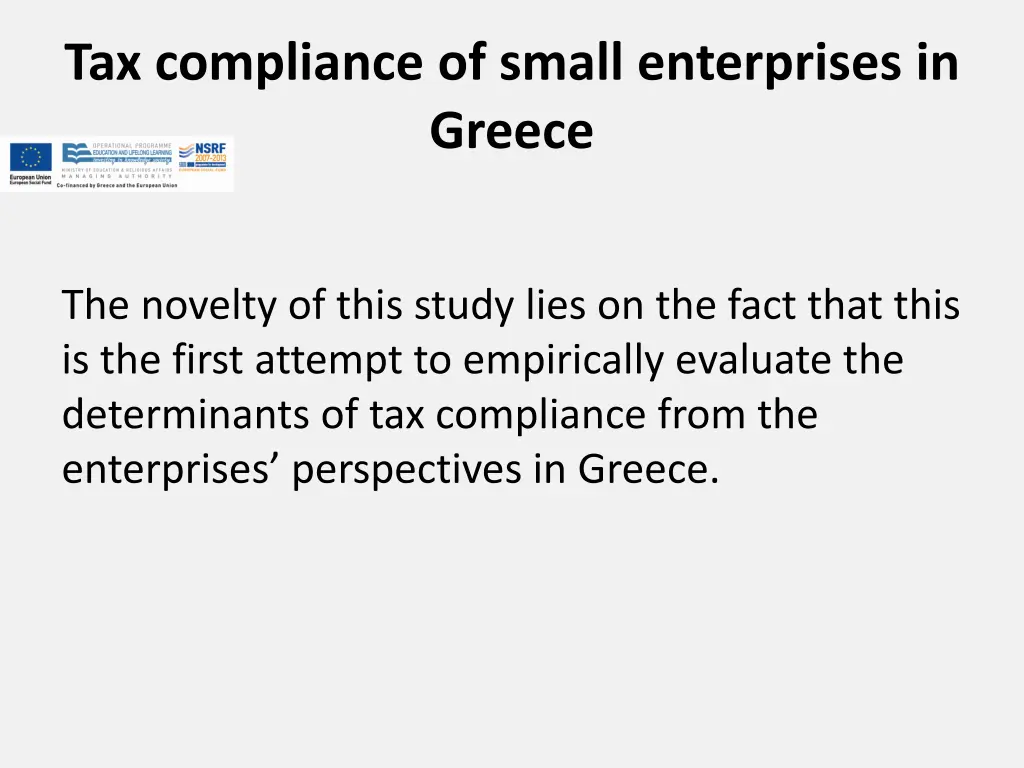tax compliance of small enterprises in greece
