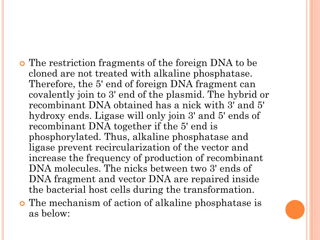 the restriction fragments of the foreign