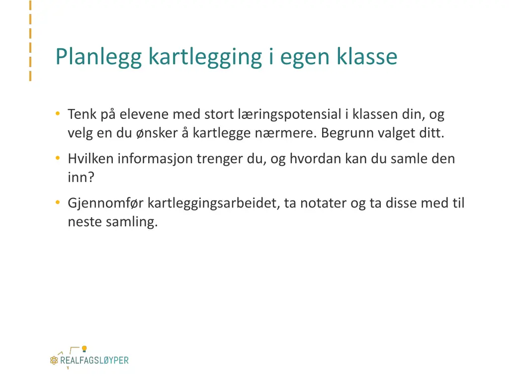 planlegg kartlegging i egen klasse