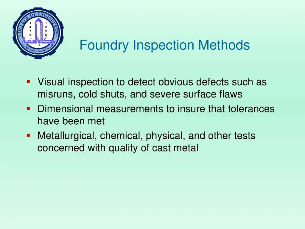 foundry inspection methods