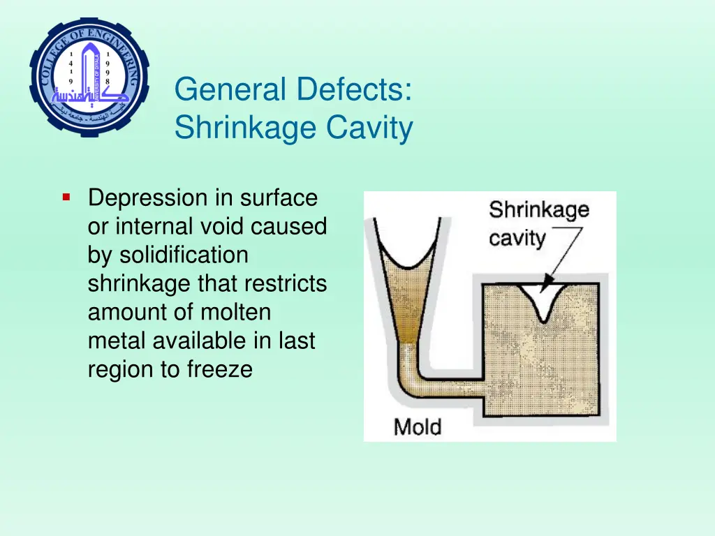 general defects shrinkage cavity