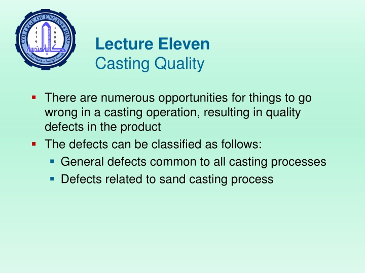 lecture eleven casting quality