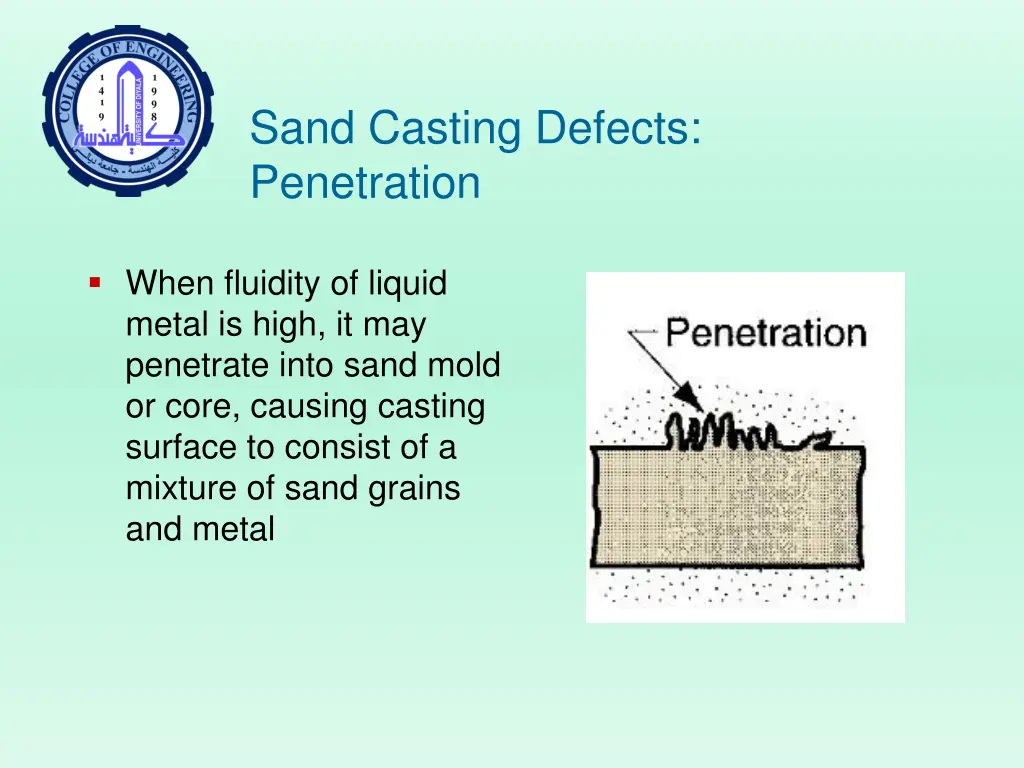 sand casting defects penetration