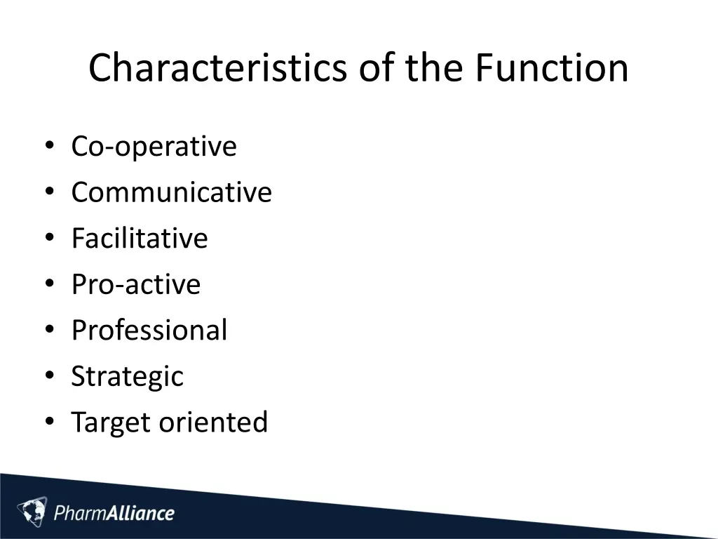 characteristics of the function