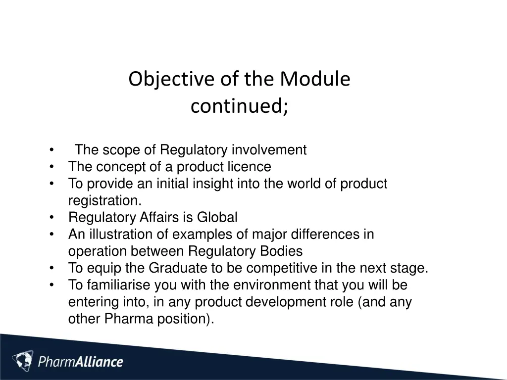 objective of the module continued
