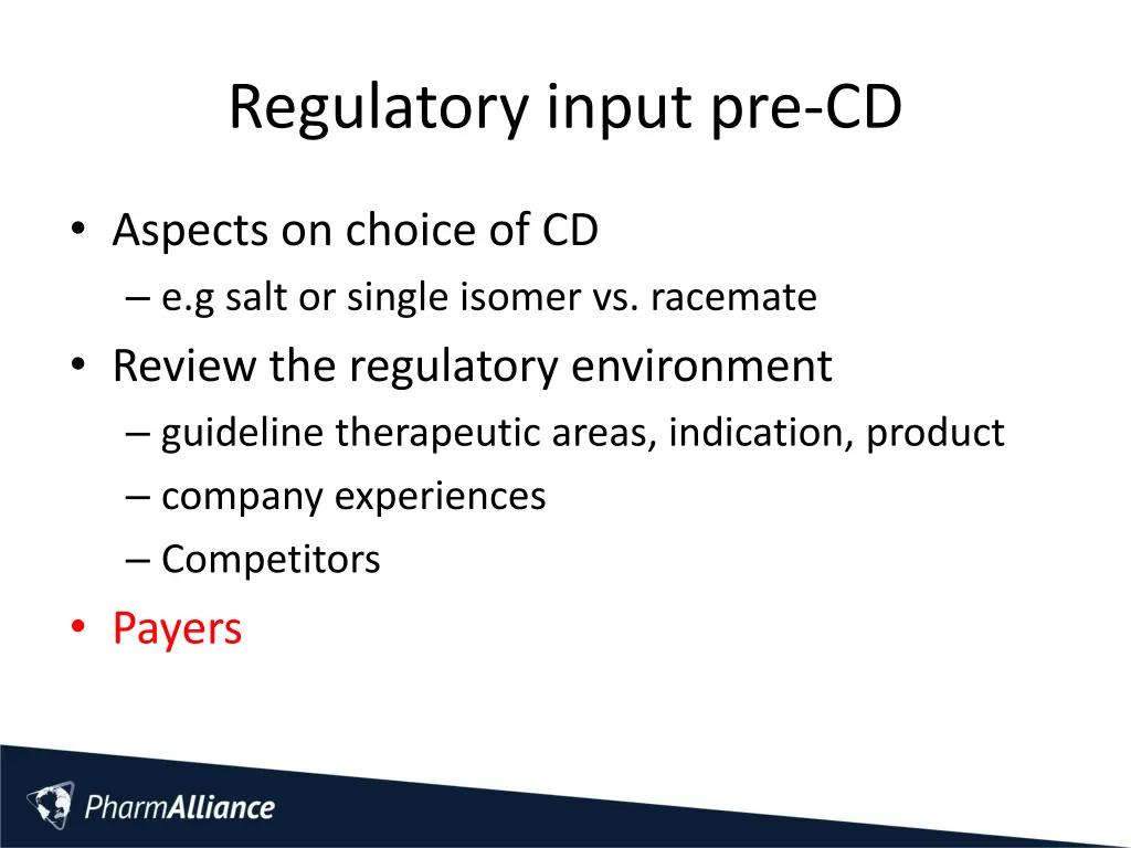 regulatory input pre cd