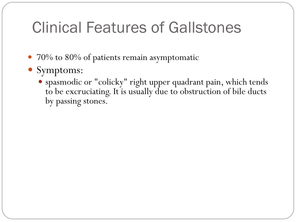 clinical features of gallstones