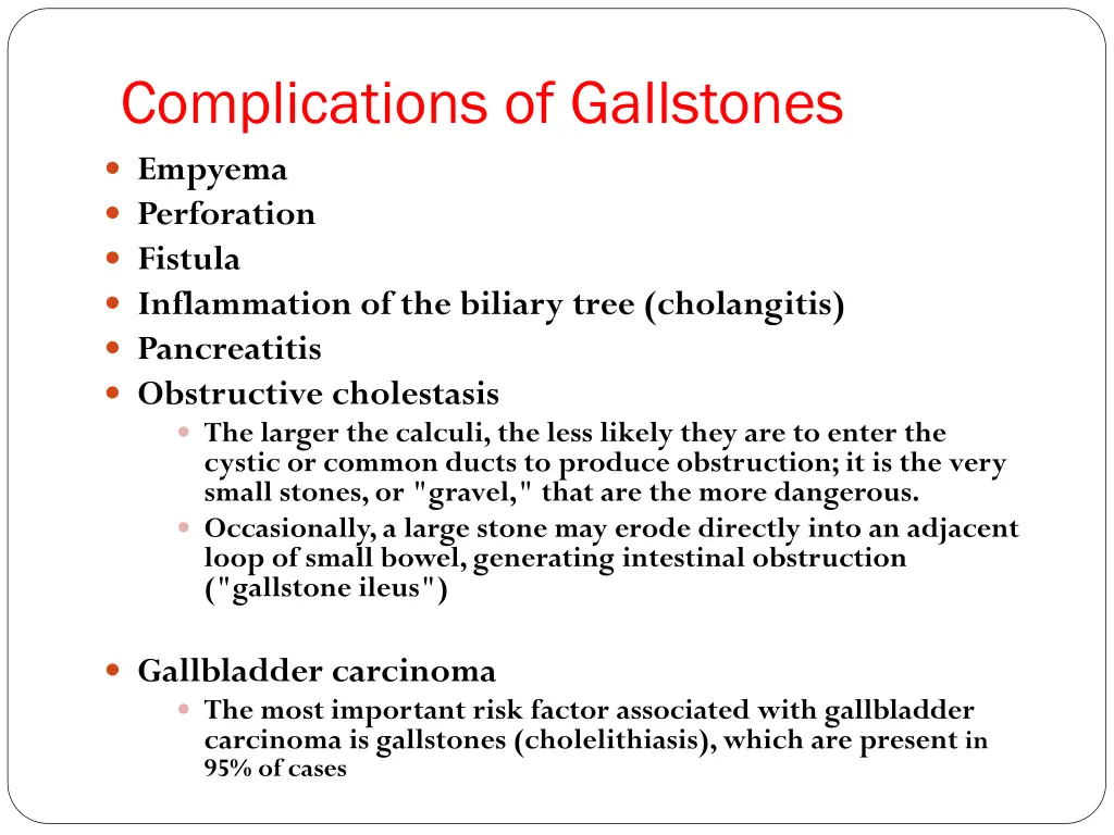 complications of gallstones empyema perforation