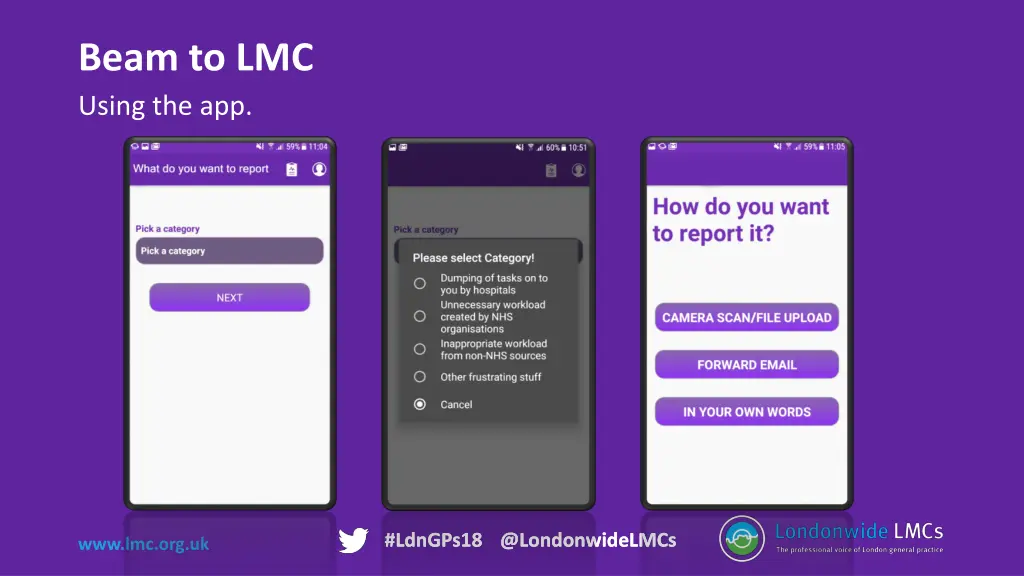 beam to lmc using the app