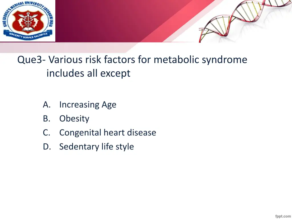 que3 various risk factors for metabolic syndrome