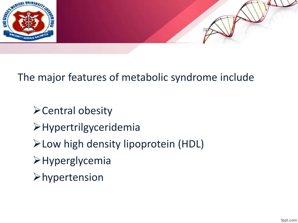 the major features of metabolic syndrome include