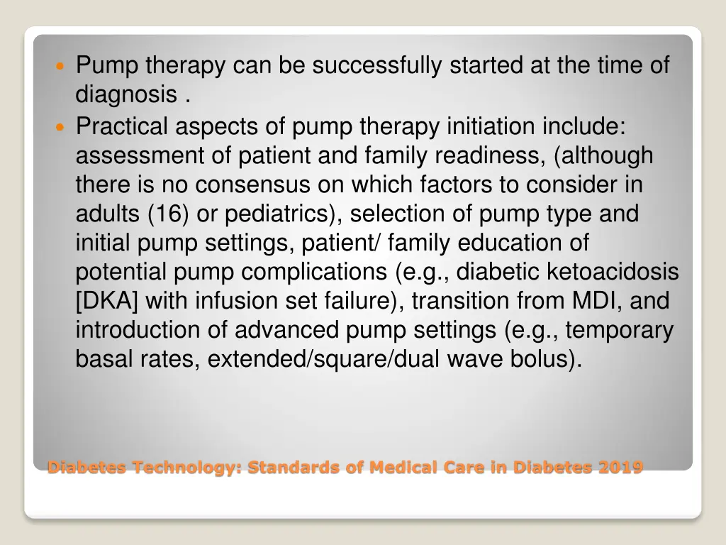 pump therapy can be successfully started