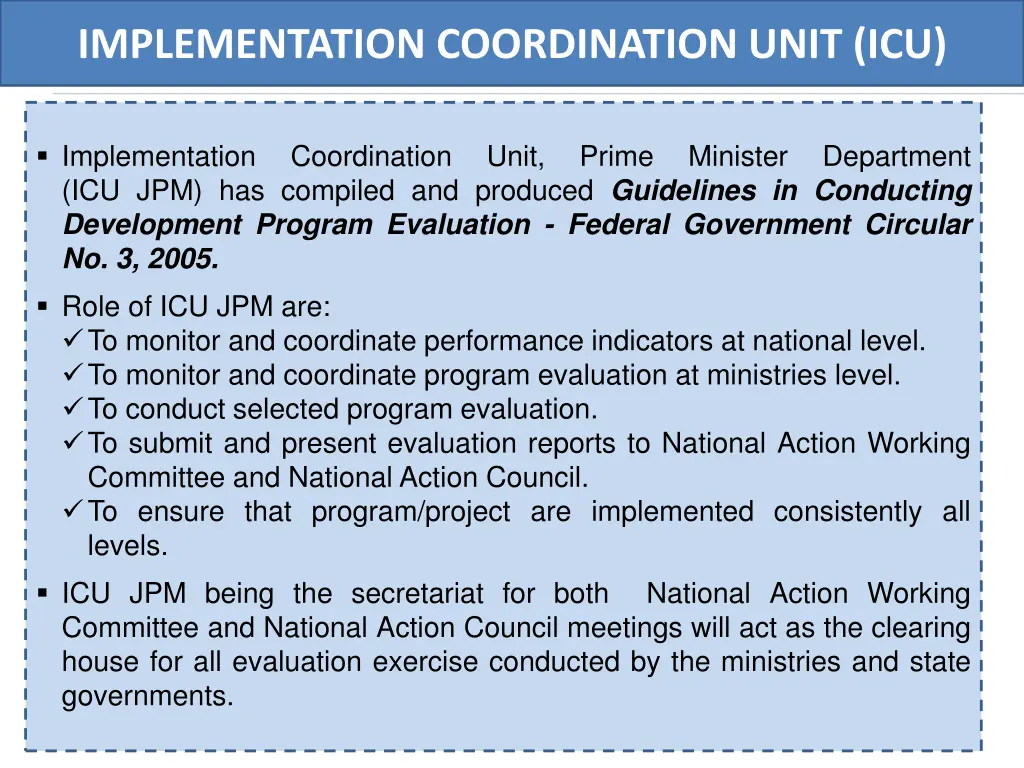 implementation coordination unit icu